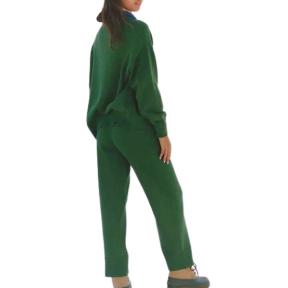 Free People FP Beach Small NWT Solar Cardigan & Wide Leg Pant Sweater Set Green - Picture 2 of 11